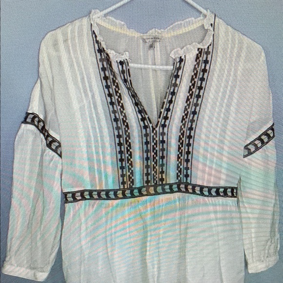 Tops - White and Black Embroidered Women's blouses